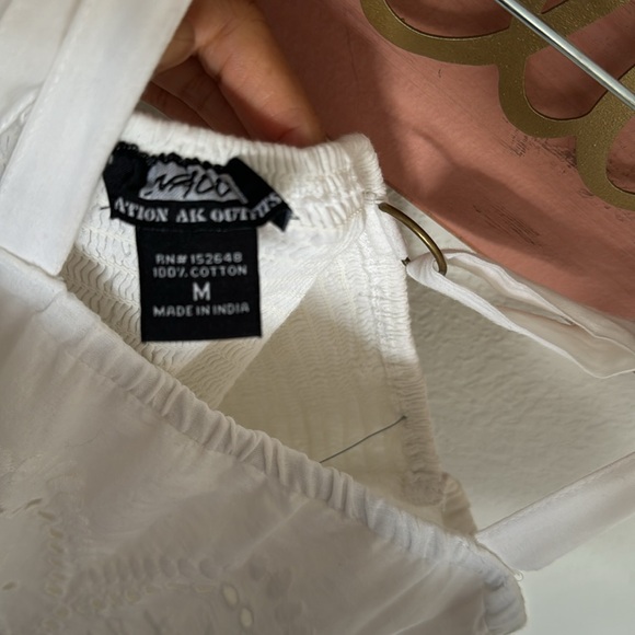 NAOO Nation AK Outfits White Eyelet Layered Maxi Boho Peasant Dress Medium - Picture 7 of 13